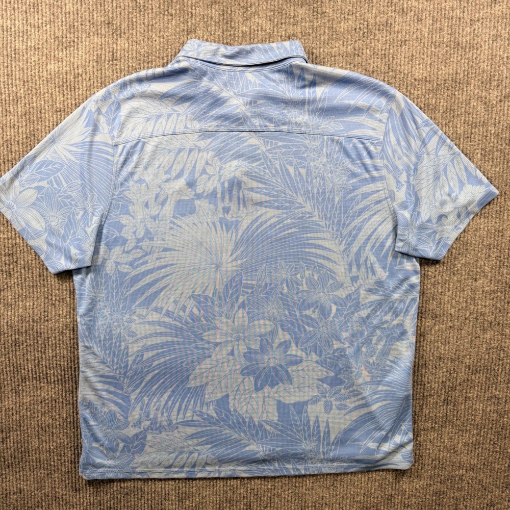 Tommy Bahama Mens XXL Blue Tropical Floral Palm Print Short Sleeve Polo Shirt - Picture 8 of 9